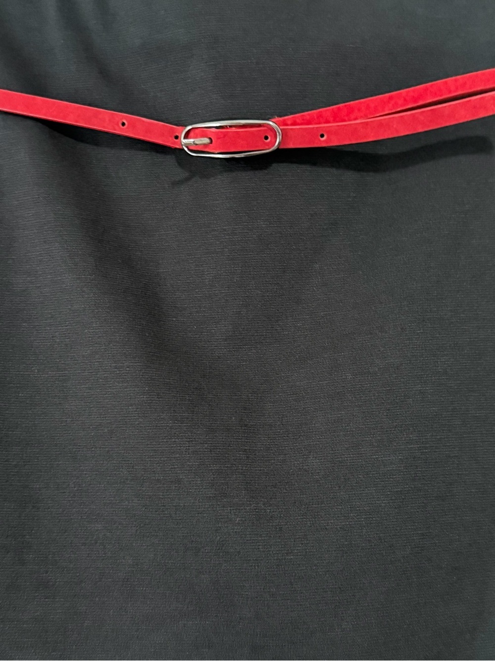 Xhilaration Black Pencil Skirt with Red Slim Suede Belt - Picture 3 of 7